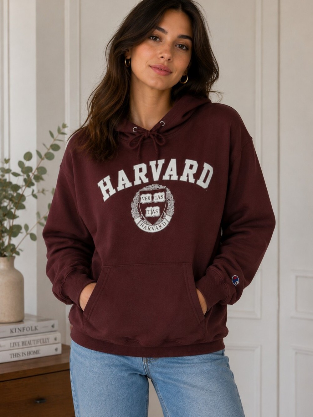 CHAMPION BURGUNDY HOODIE SIZE MEDIUM